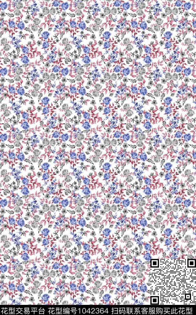 小碎花花卉水彩花卉数码印花华亿平台下载（图片编号: 1042364） - 瓦栏（Walan）