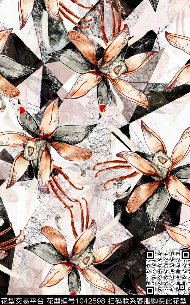 数码华亿平台民族风抽象数码印花华亿平台下载（图片编号: 1042598） - 瓦栏（Walan）