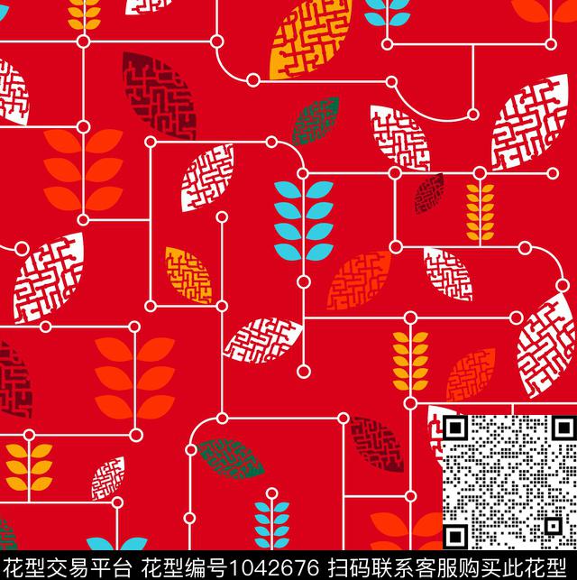 淑女抽象花卉绿植树叶传统印花华亿平台下载（图片编号: 1042676） - 瓦栏（Walan）