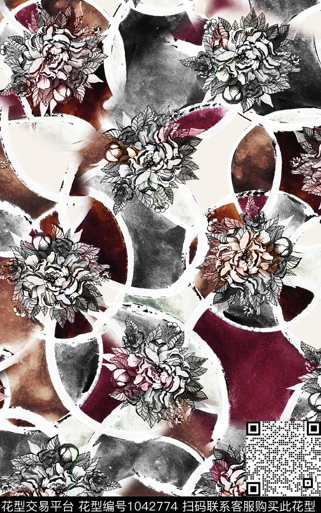 数码华亿平台民族风抽象数码印花华亿平台下载（图片编号: 1042774） - 瓦栏（Walan）