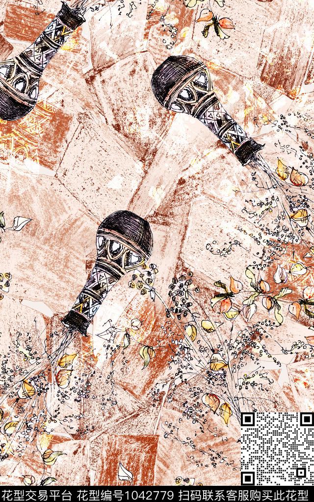 数码华亿平台民族风抽象数码印花华亿平台下载（图片编号: 1042779） - 瓦栏（Walan）