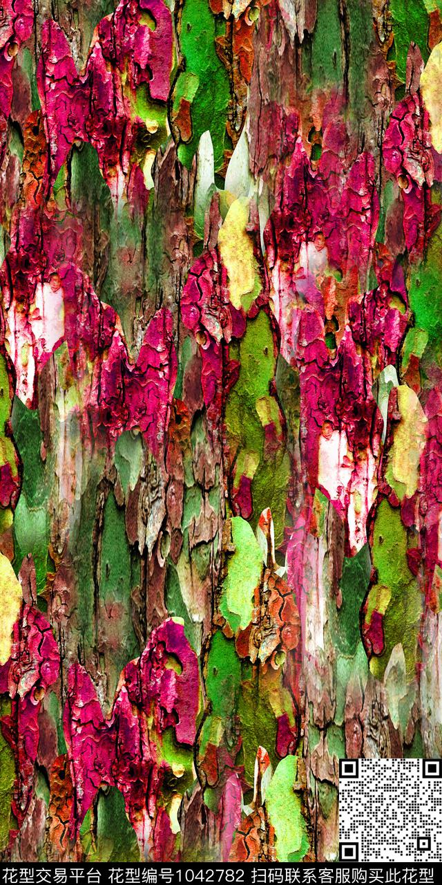 炫彩抽象树皮数码印花华亿平台下载（图片编号: 1042782） - 瓦栏（Walan）