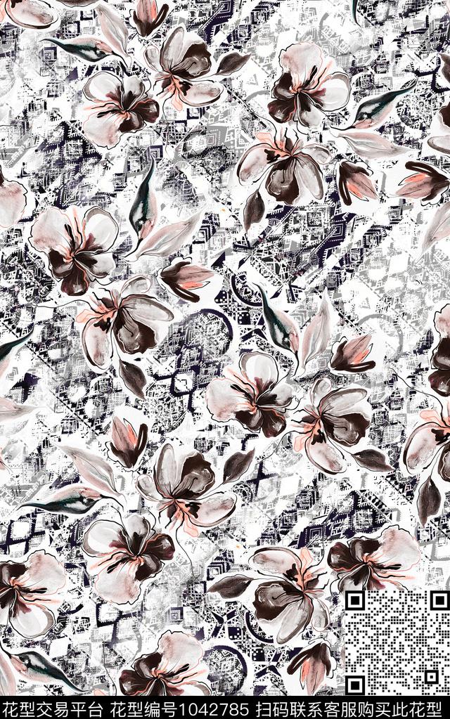 数码华亿平台民族风抽象数码印花华亿平台下载（图片编号: 1042785） - 瓦栏（Walan）