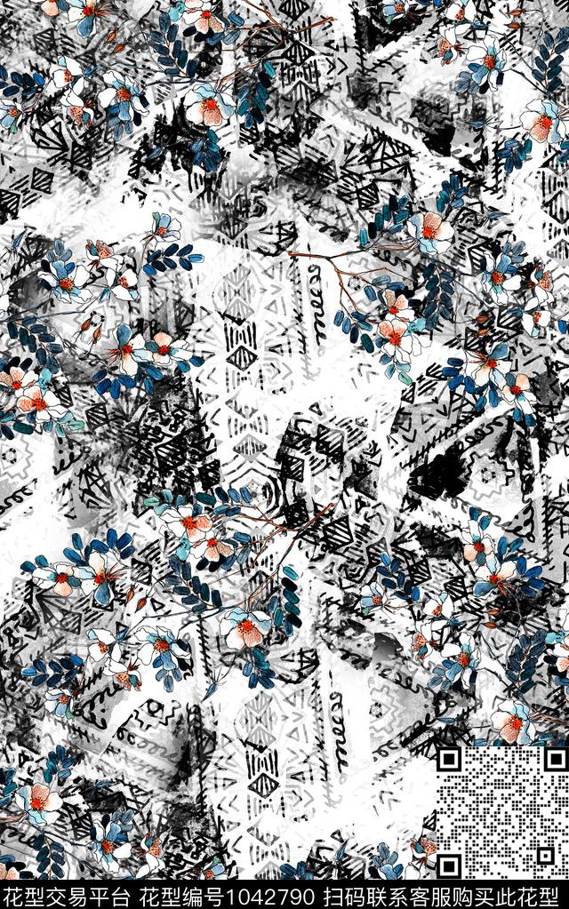 数码华亿平台民族风抽象数码印花华亿平台下载（图片编号: 1042790） - 瓦栏（Walan）