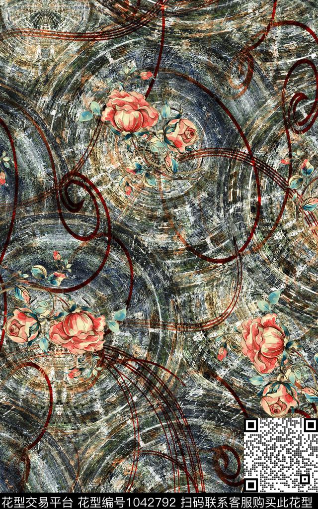 数码华亿平台民族风抽象数码印花华亿平台下载（图片编号: 1042792） - 瓦栏（Walan）