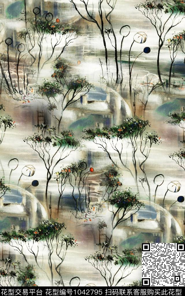 数码华亿平台民族风抽象数码印花华亿平台下载（图片编号: 1042795） - 瓦栏（Walan）