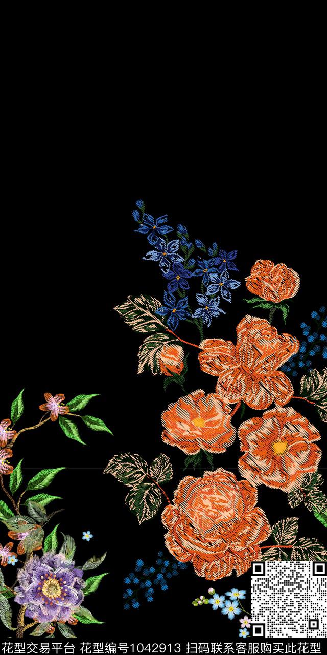 数码华亿平台绣花华亿平台中国风定位花数码印花华亿平台下载（图片编号: 1042913） - 瓦栏（Walan）