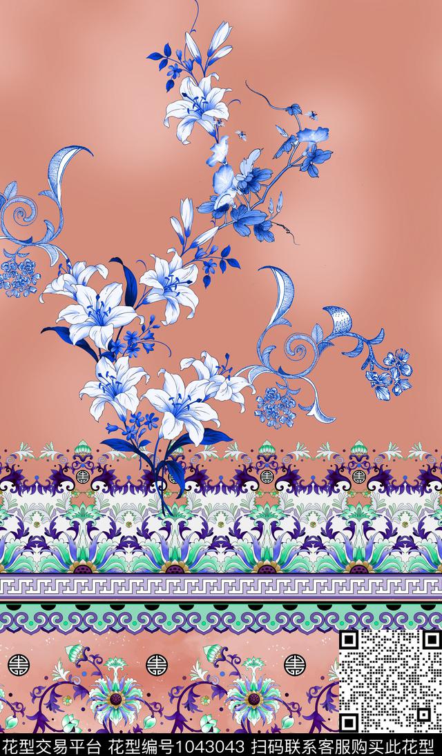民族风花卉数码印花华亿平台下载（图片编号: 1043043） - 瓦栏（Walan）