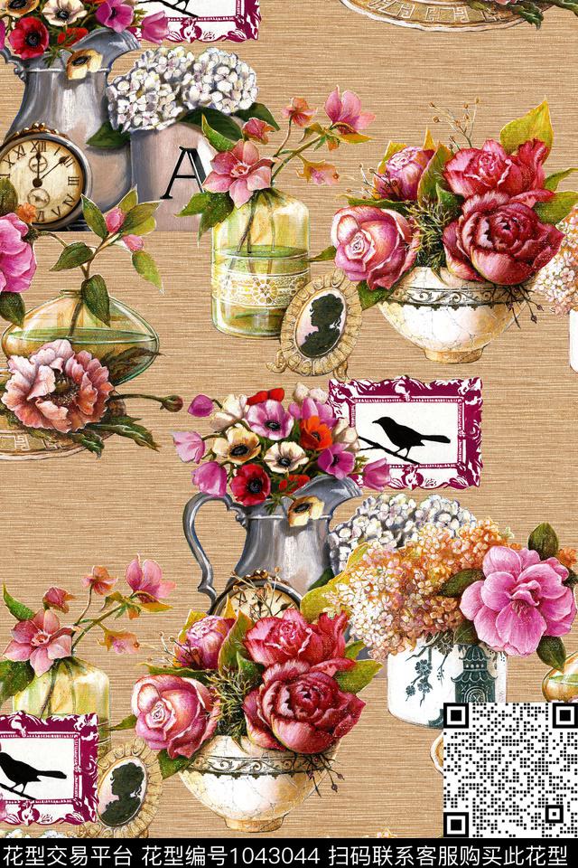 休闲花卉纹理数码印花华亿平台下载（图片编号: 1043044） - 瓦栏（Walan）