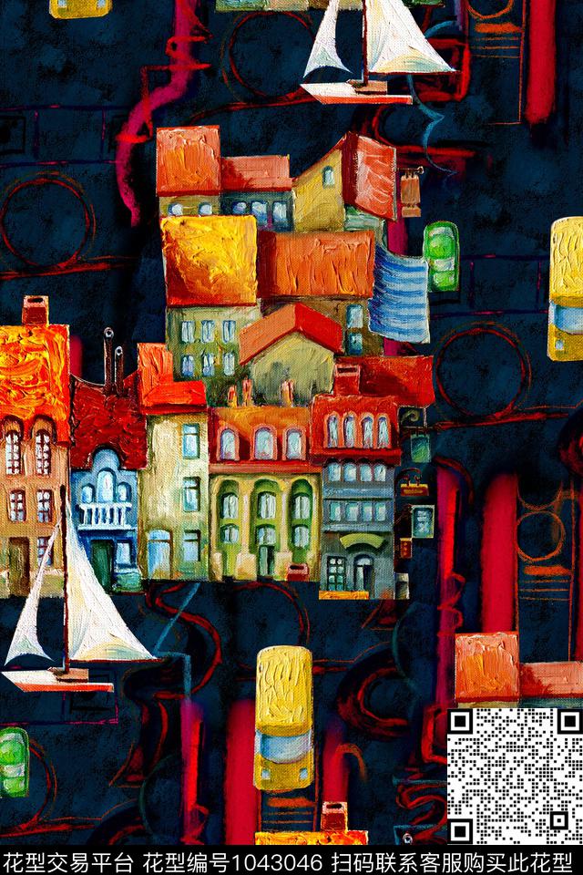 抽象几何纹理数码印花华亿平台下载（图片编号: 1043046） - 瓦栏（Walan）