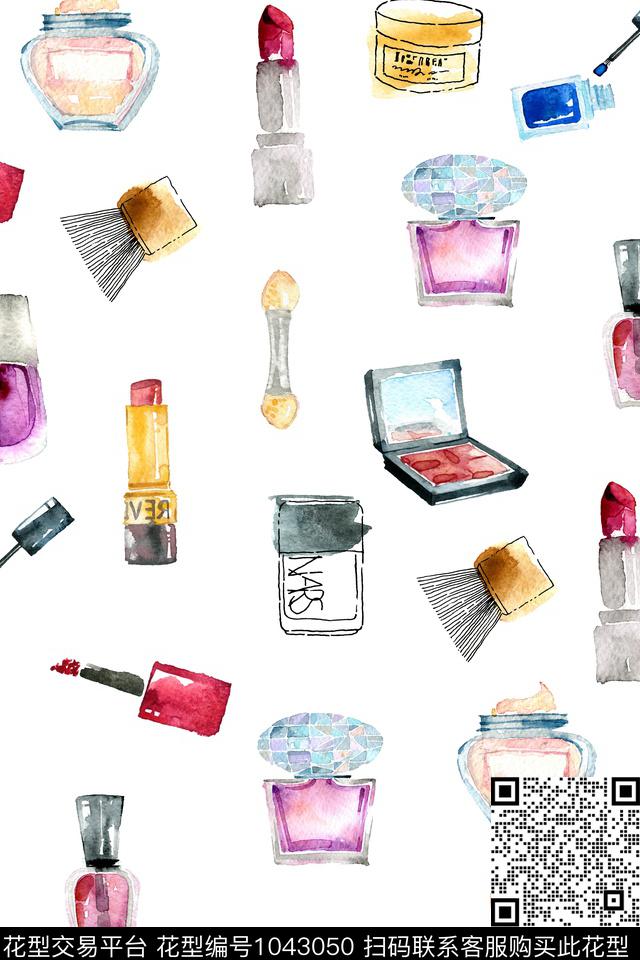 休闲几何水彩花卉数码印花华亿平台下载（图片编号: 1043050） - 瓦栏（Walan）