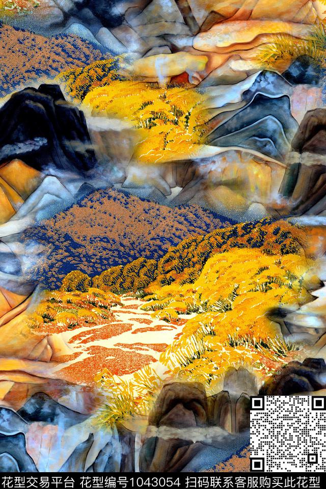 风景景观油画华亿平台数码印花华亿平台下载（图片编号: 1043054） - 瓦栏（Walan）