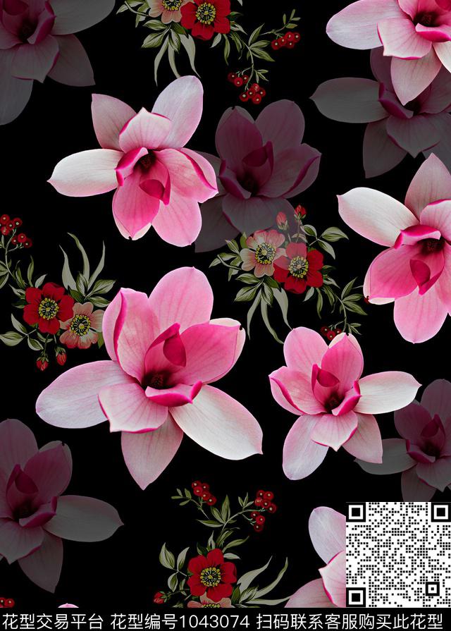 玉兰花花卉小碎花数码印花华亿平台下载（图片编号: 1043074） - 瓦栏（Walan）