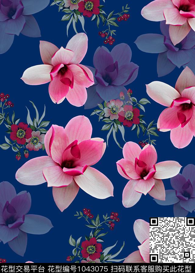 玉兰花花卉小碎花数码印花华亿平台下载（图片编号: 1043075） - 瓦栏（Walan）