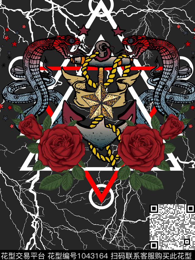 星星玫瑰花几何数码印花华亿平台下载（图片编号: 1043164） - 瓦栏（Walan）