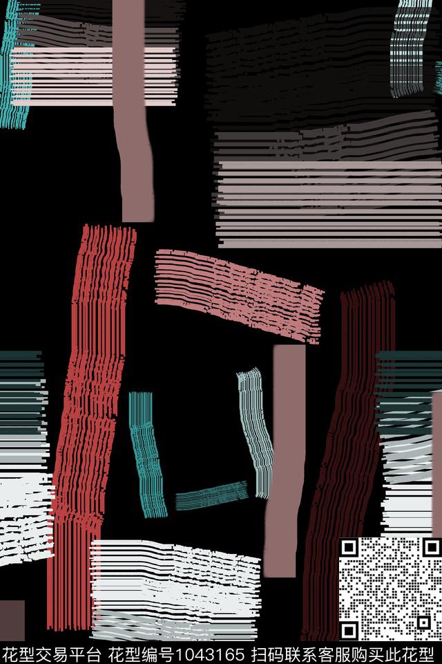 抽象几何手绘线条笔触传统印花华亿平台下载（图片编号: 1043165） - 瓦栏（Walan）