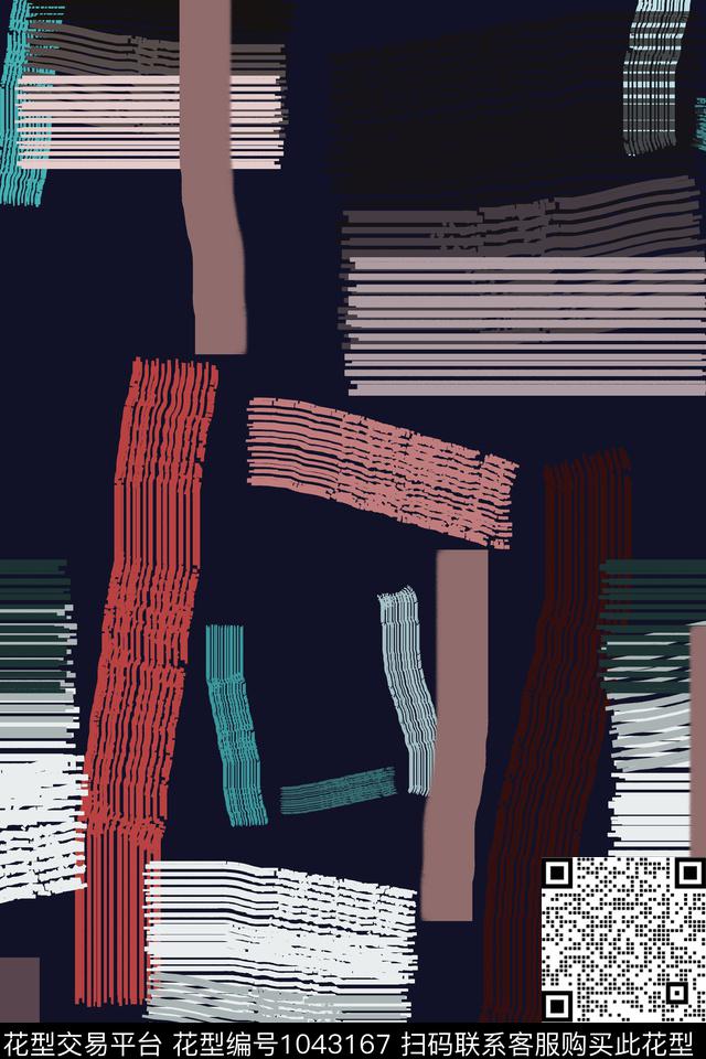 抽象几何手绘线条笔触传统印花华亿平台下载（图片编号: 1043167） - 瓦栏（Walan）