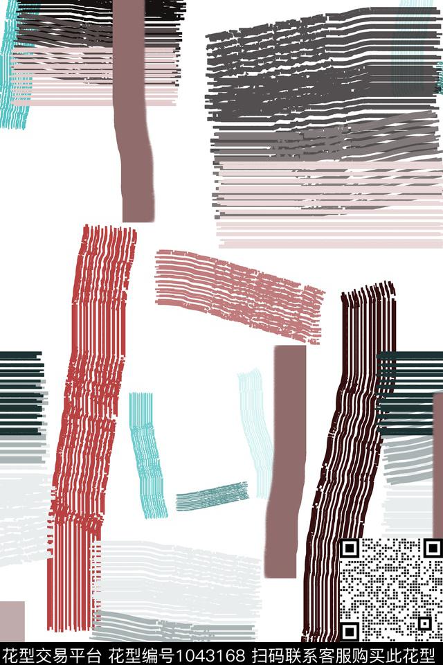 抽象几何手绘线条笔触传统印花华亿平台下载（图片编号: 1043168） - 瓦栏（Walan）