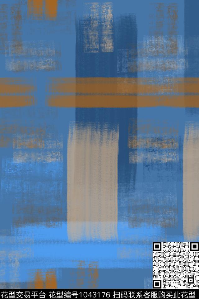 别样几何手绘线条笔触男装休闲花卉传统印花华亿平台下载（图片编号: 1043176） - 瓦栏（Walan）