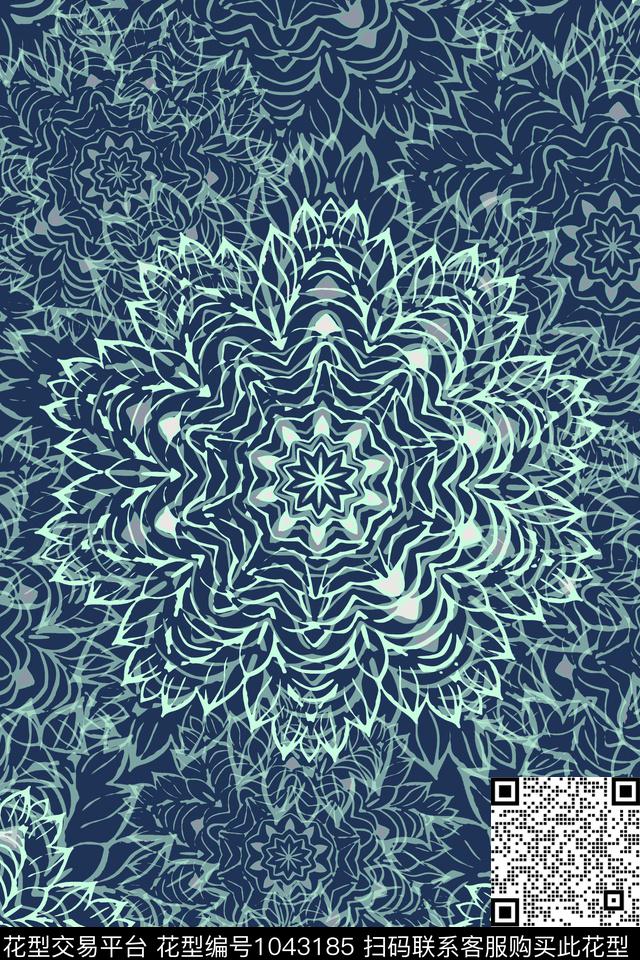 抽象花卉民族风抽象传统印花华亿平台下载（图片编号: 1043185） - 瓦栏（Walan）