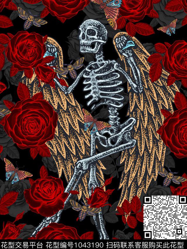 骷髅底纹男装数码印花华亿平台下载（图片编号: 1043190） - 瓦栏（Walan）