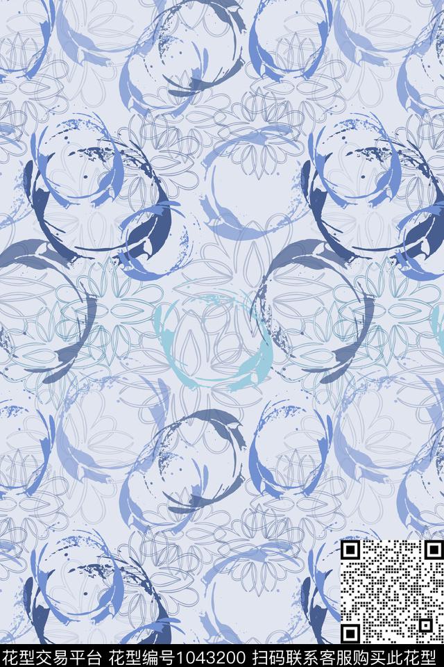 抽象风格化花卉男装休闲花卉传统印花华亿平台下载（图片编号: 1043200） - 瓦栏（Walan）