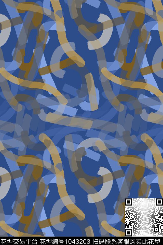 抽象手绘线条笔触径庭迷彩传统印花华亿平台下载（图片编号: 1043203） - 瓦栏（Walan）