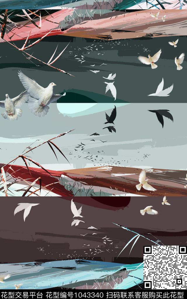 鸟男装插画数码印花华亿平台下载（图片编号: 1043340） - 瓦栏（Walan）