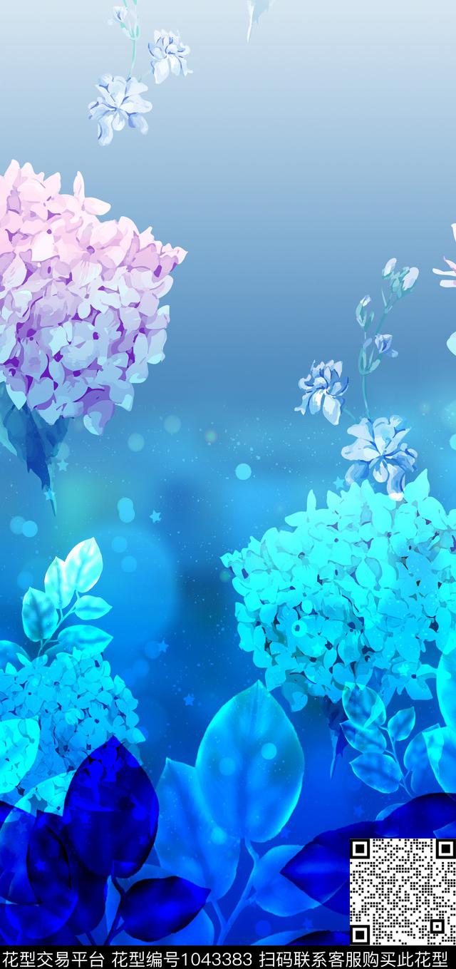 水彩花卉定位花花卉数码印花华亿平台下载（图片编号: 1043383） - 瓦栏（Walan）