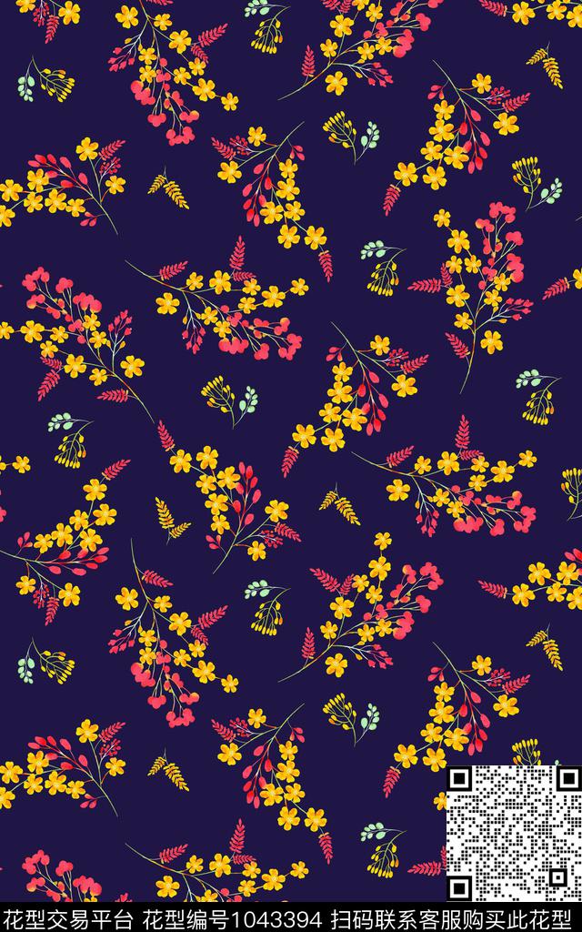 小碎花热带华亿平台艺术花卉传统印花华亿平台下载（图片编号: 1043394） - 瓦栏（Walan）