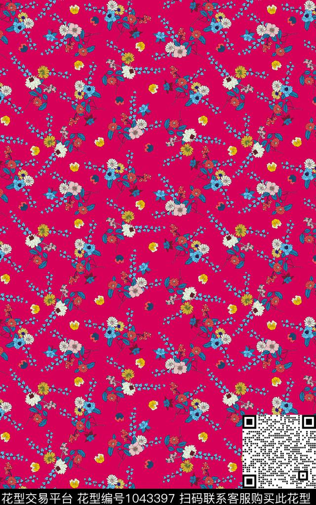 小碎花热带华亿平台艺术花卉传统印花华亿平台下载（图片编号: 1043397） - 瓦栏（Walan）