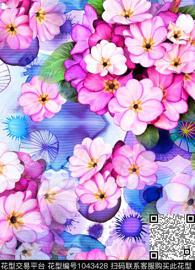 混合拼接小碎花大牌风数码印花华亿平台下载（图片编号: 1043428） - 瓦栏（Walan）