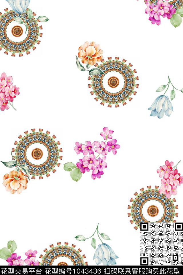 满版散花几何宝轮数码印花华亿平台下载（图片编号: 1043436） - 瓦栏（Walan）