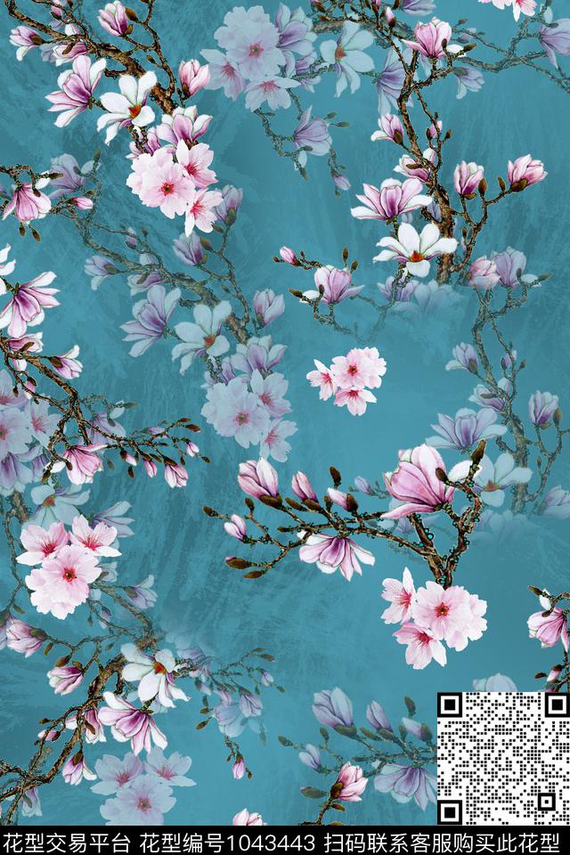 数码华亿平台花卉桃花数码印花华亿平台下载（图片编号: 1043443） - 瓦栏（Walan）