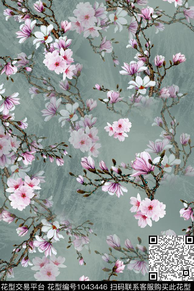 数码华亿平台花卉桃花数码印花华亿平台下载（图片编号: 1043446） - 瓦栏（Walan）