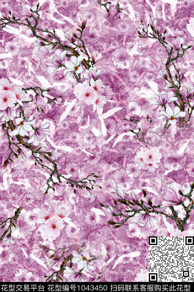 数码华亿平台花卉桃花数码印花华亿平台下载（图片编号: 1043450） - 瓦栏（Walan）