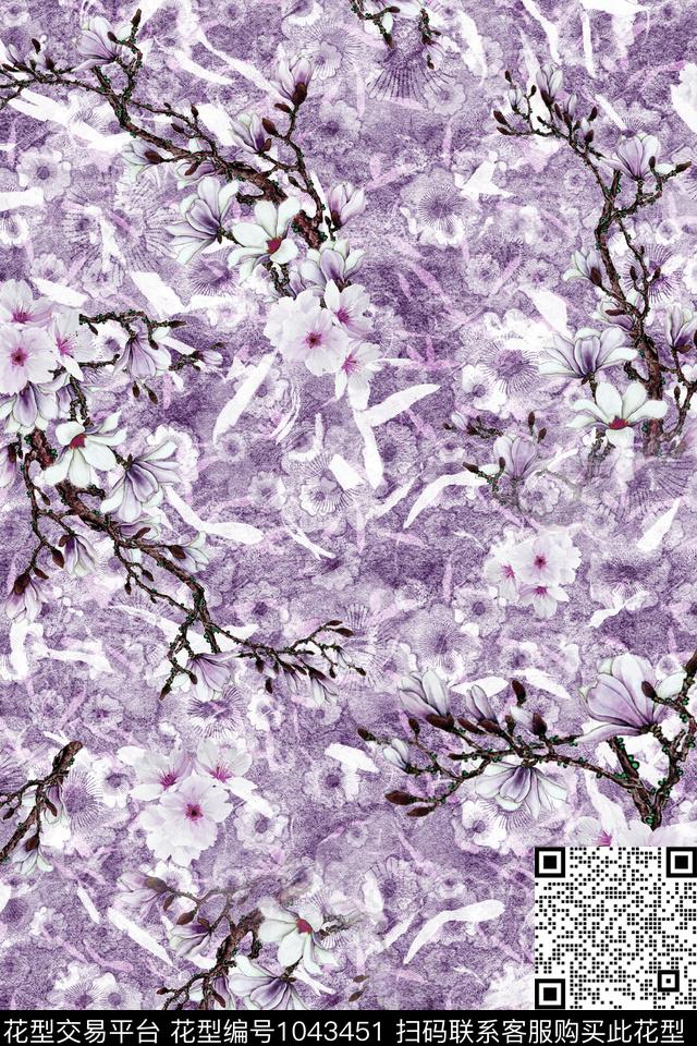 数码华亿平台花卉桃花数码印花华亿平台下载（图片编号: 1043451） - 瓦栏（Walan）