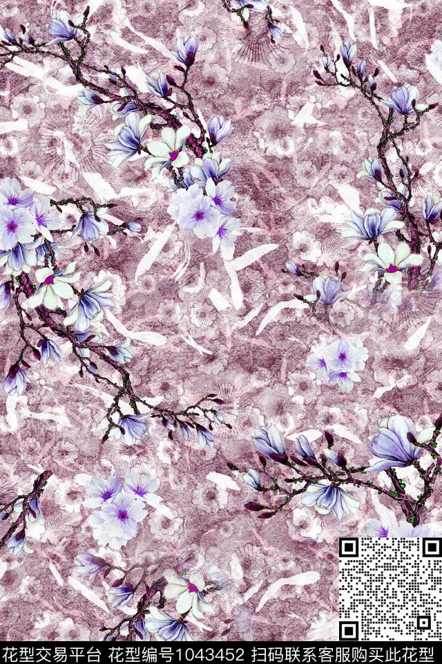 数码华亿平台花卉桃花数码印花华亿平台下载（图片编号: 1043452） - 瓦栏（Walan）