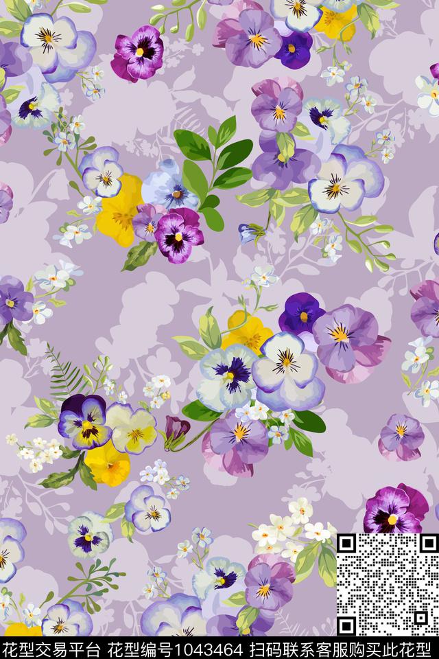 数码华亿平台水彩花卉花卉数码印花华亿平台下载（图片编号: 1043464） - 瓦栏（Walan）