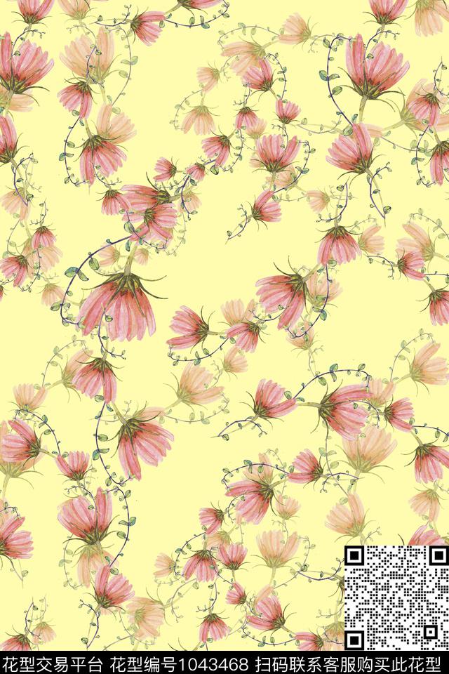 小碎花花卉彩色地花卉数码印花华亿平台下载（图片编号: 1043468） - 瓦栏（Walan）