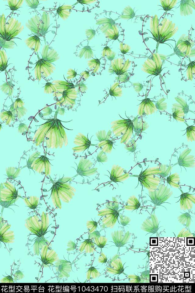 小碎花花卉彩色地花卉数码印花华亿平台下载（图片编号: 1043470） - 瓦栏（Walan）
