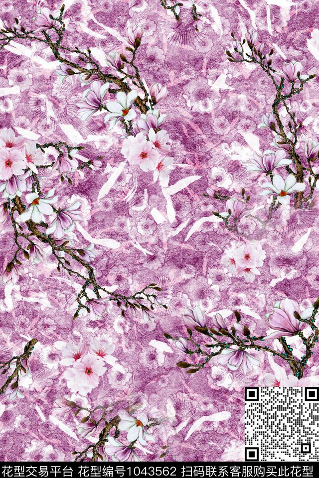 数码华亿平台花卉桃花数码印花华亿平台下载（图片编号: 1043562） - 瓦栏（Walan）