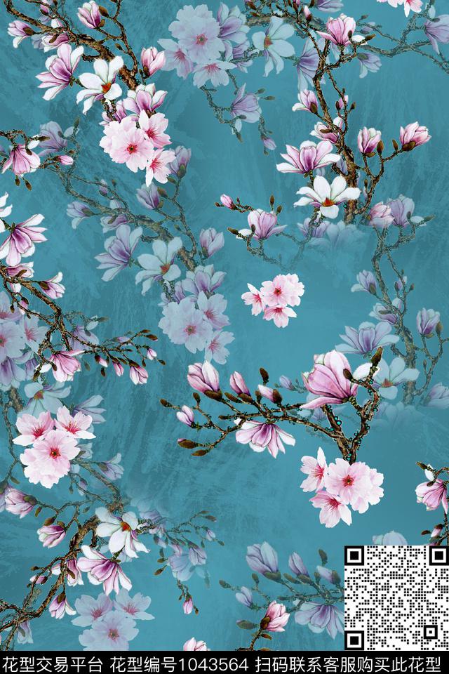 数码华亿平台花卉桃花数码印花华亿平台下载（图片编号: 1043564） - 瓦栏（Walan）