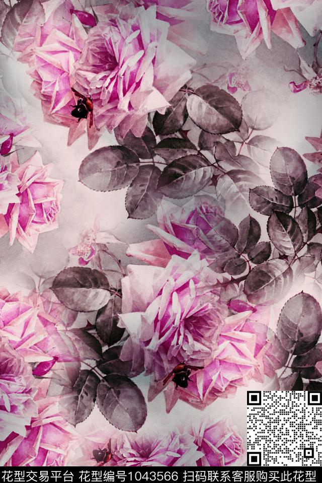 数码华亿平台水彩花卉花卉数码印花华亿平台下载（图片编号: 1043566） - 瓦栏（Walan）