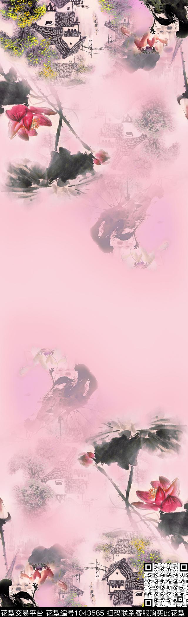 数码华亿平台围巾荷花数码印花华亿平台下载（图片编号: 1043585） - 瓦栏（Walan）