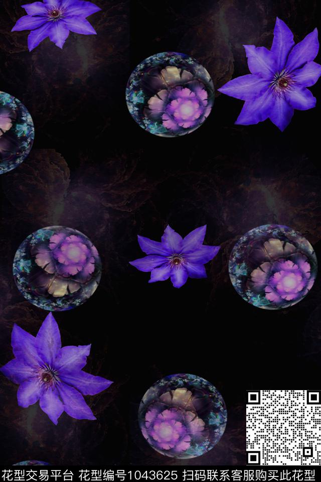 数码华亿平台抽象花卉数码印花华亿平台下载（图片编号: 1043625） - 瓦栏（Walan）
