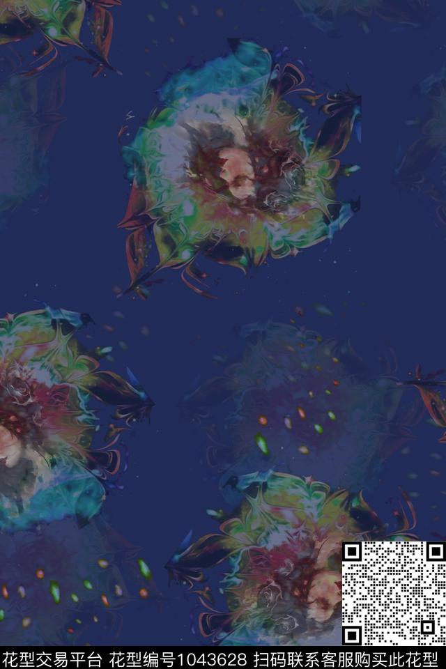 数码华亿平台抽象花卉数码印花华亿平台下载（图片编号: 1043628） - 瓦栏（Walan）