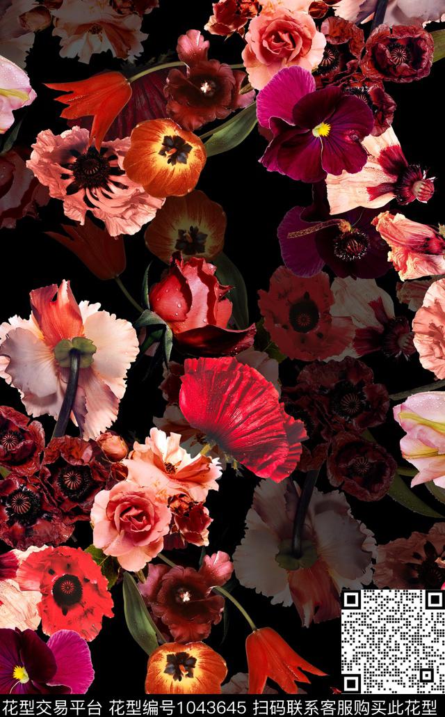 数码华亿平台罂粟花油画华亿平台数码印花华亿平台下载（图片编号: 1043645） - 瓦栏（Walan）