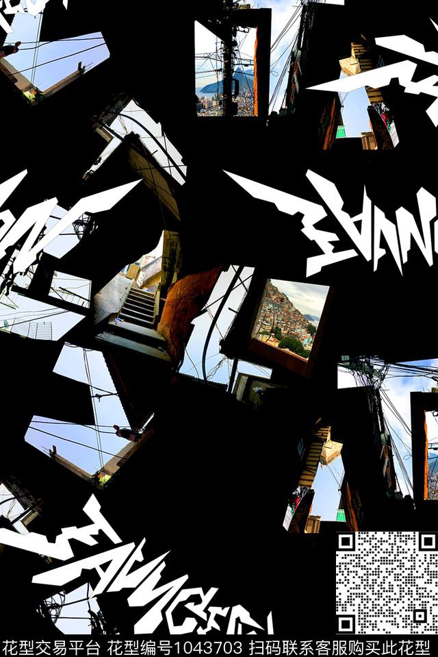 抽象潮牌大牌风数码印花华亿平台下载（图片编号: 1043703） - 瓦栏（Walan）