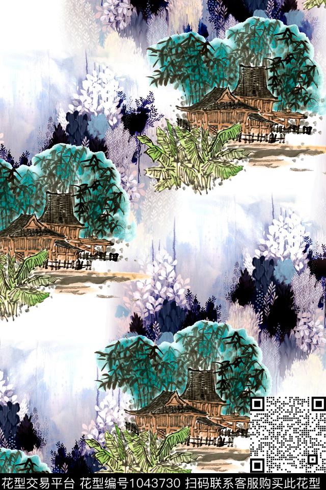 中国风国画数码印花华亿平台下载（图片编号: 1043730） - 瓦栏（Walan）